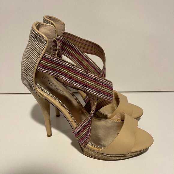 Bakers McKenna 9B Heels – Multi Color Elastic Straps, Used, No Original Box - Picture 2 of 4